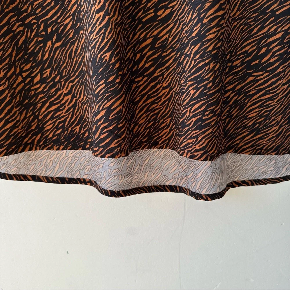 Rachel Zoe Animal Print Flowy Midi Skirt Pull On Black Brown 12